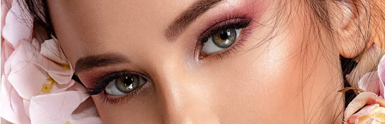 Mysterious close-up of female eyes — exclusive luxury companion emphasizing privacy and allur