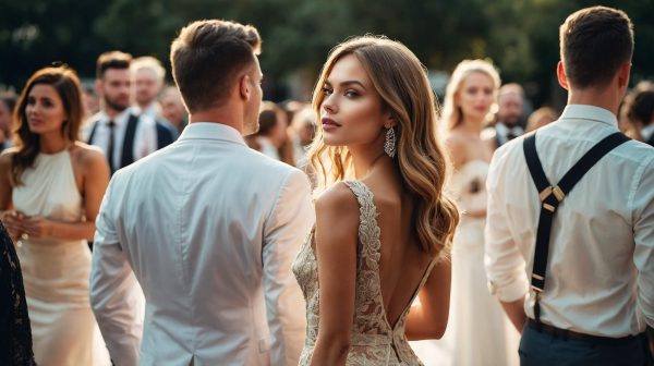 Elegant woman in luxury gown attending formal event in Dubai as a refined companion