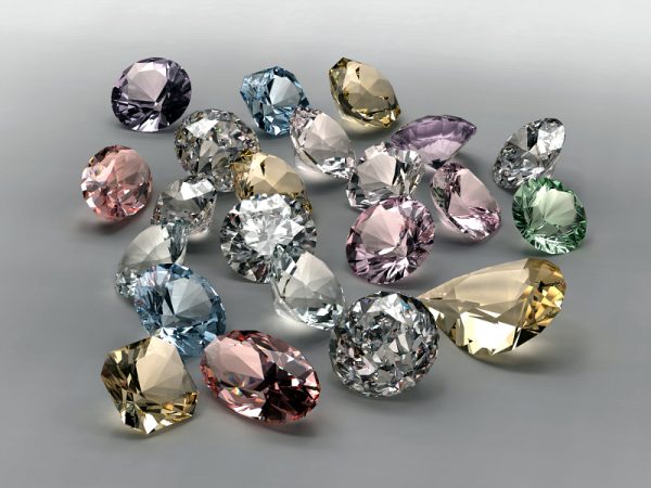 gemstones on gray background