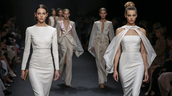 group of models walking the runway fashion show