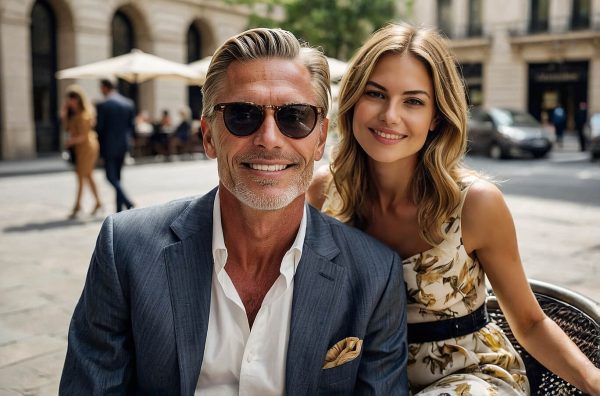Elegant couple by the marina — elite model introductions for luxury dating