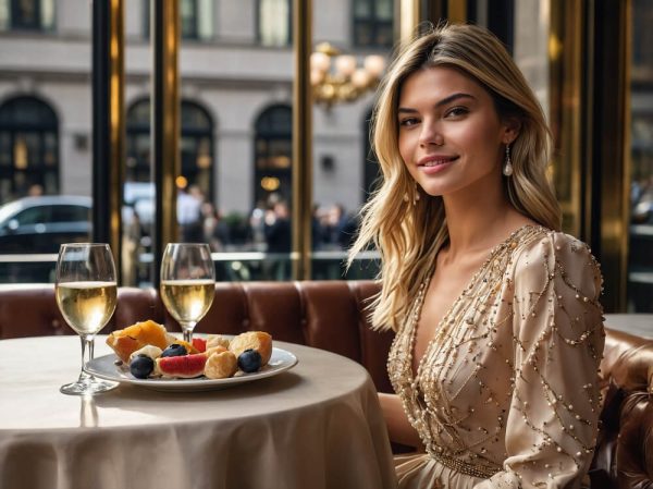 The Sophisticated Side of Elite Companionship a beautiful girl in NYC luxury restaurant.