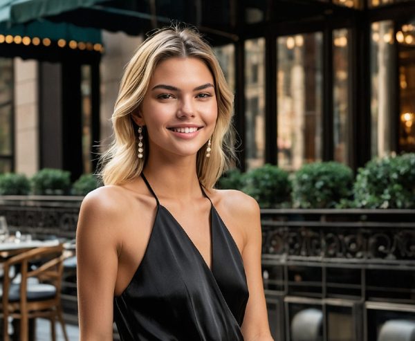 Elegant woman on a dinner date with a luxury companion