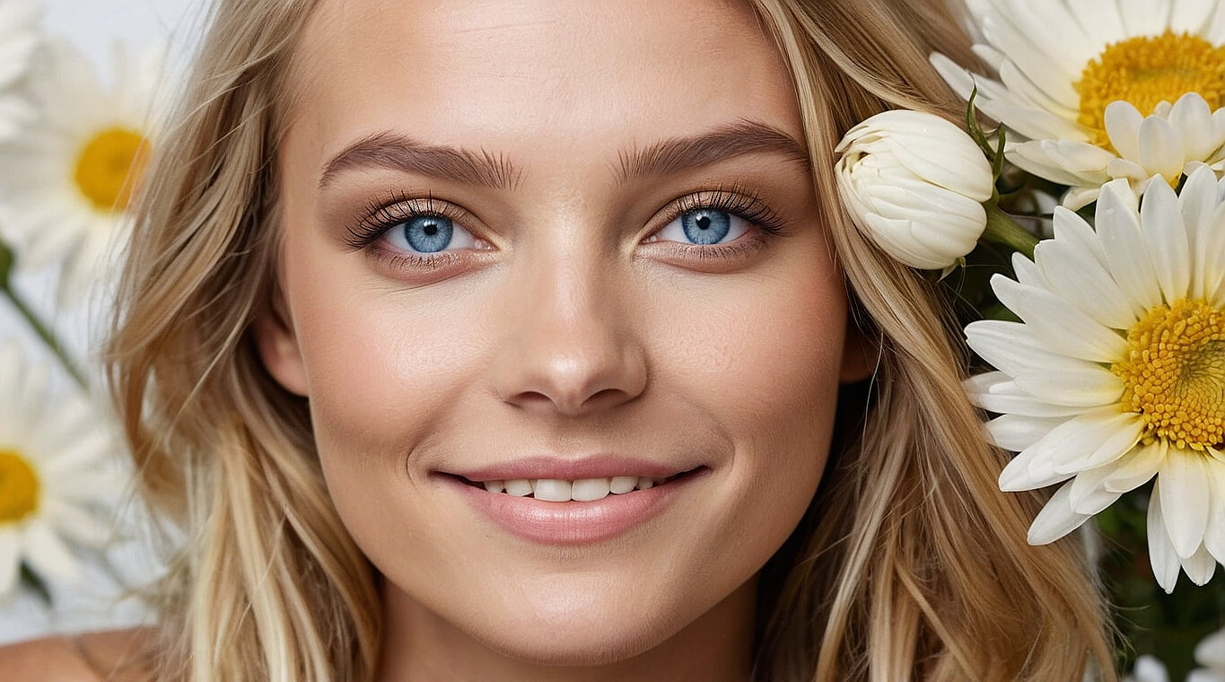 Smiling blonde woman with flowers, wondering about the meaning of a dinner date