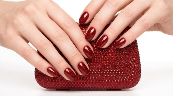 Woman’s hand with red manicure — symbolizing elite millionaire dating lifestyle