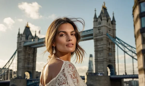 Elegant high-end companion in London, capturing the blend of luxury and laughter that defines the art of beautiful companionship