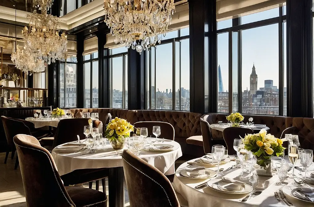 High-end restaurant setting reflecting the luxury and laughter that define an elite companion experience.