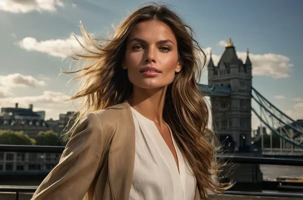 Elegant travel companion in London, symbolizing the diversity of modern companionship experiences explored in the article.