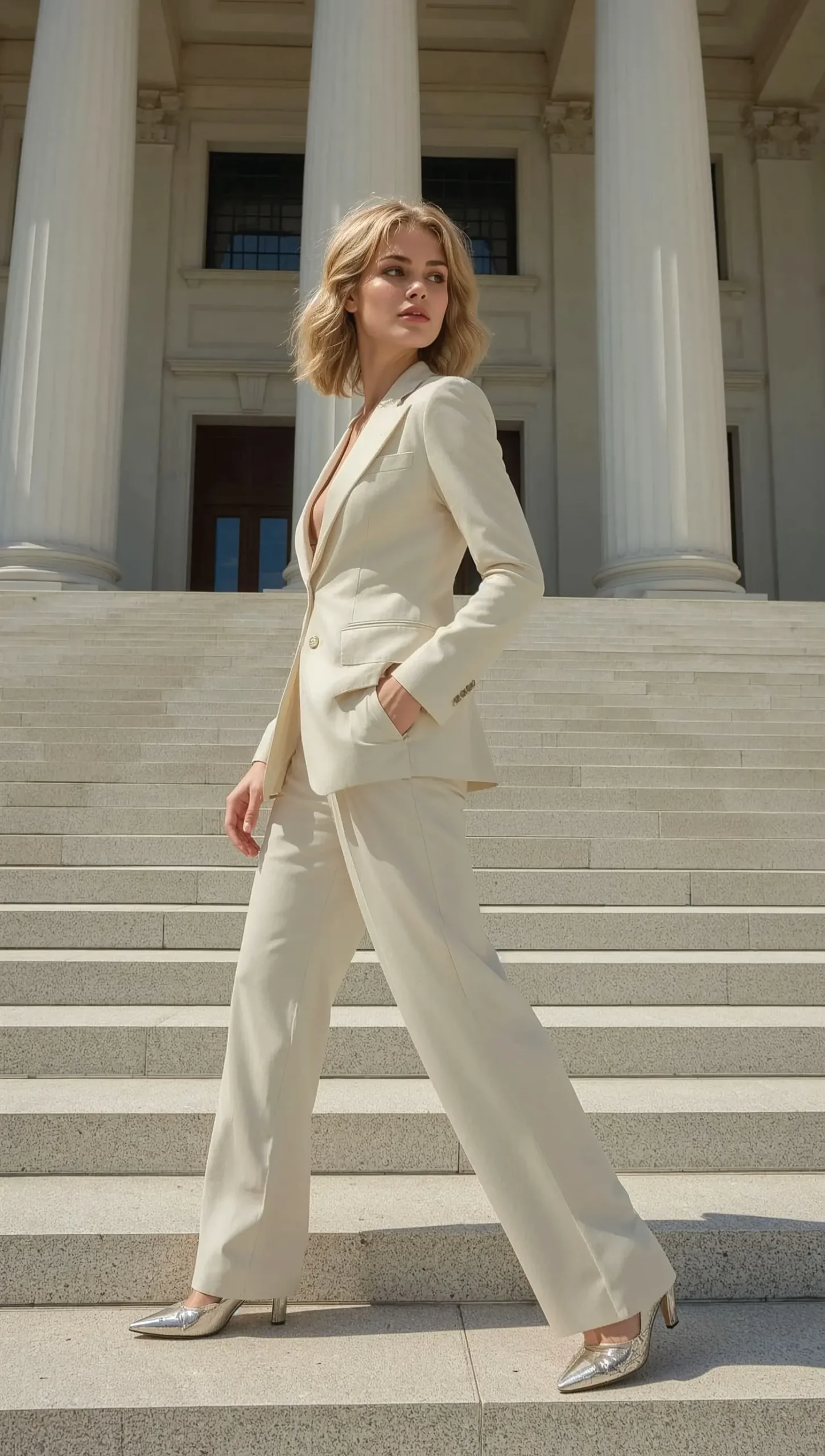 Beautiful blonde reflecting New York elite dating lifestyle